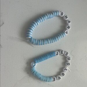 Blue and White Kids Beaded Bracelets